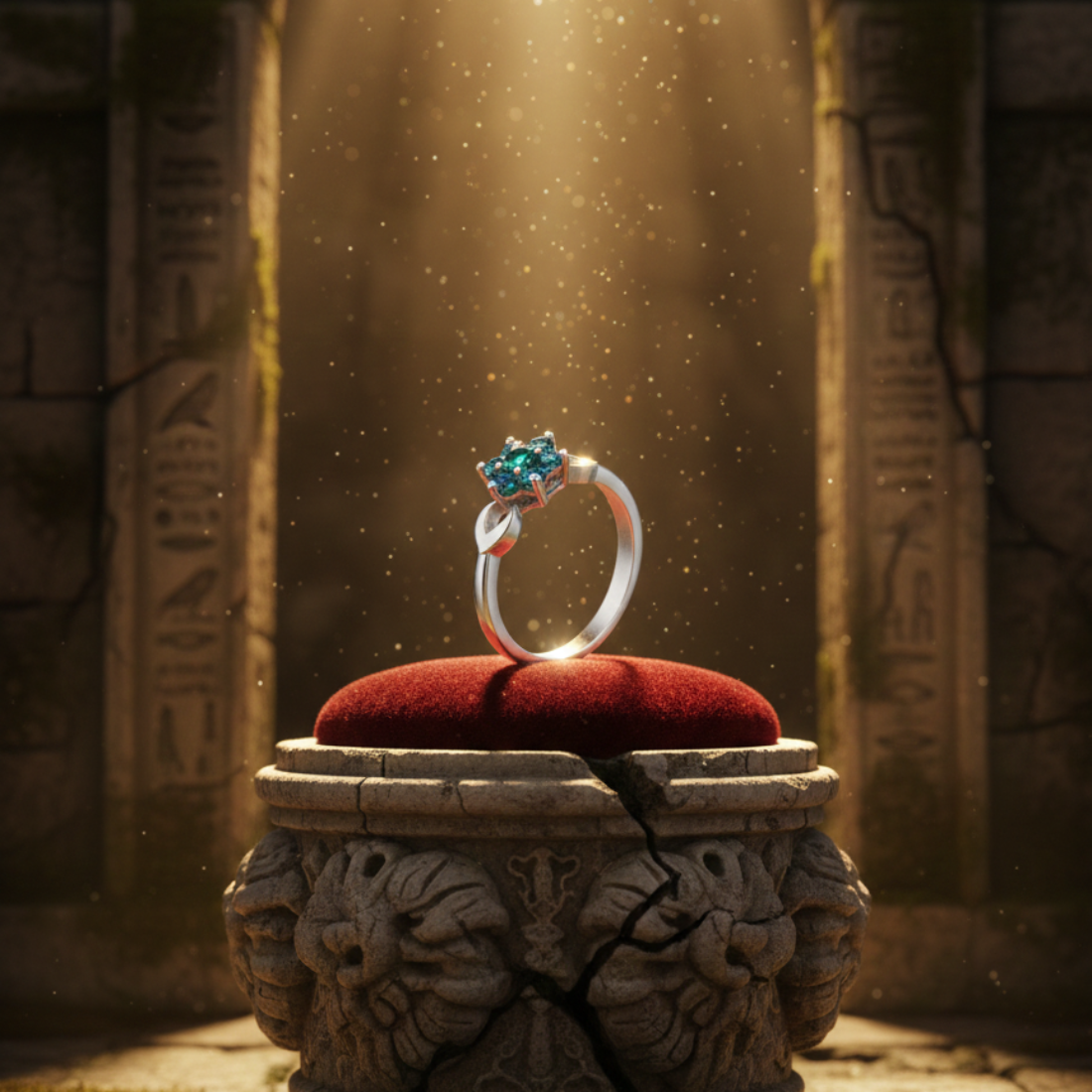 Elegant Silver Ring with Sapphire and Emerald Cluster