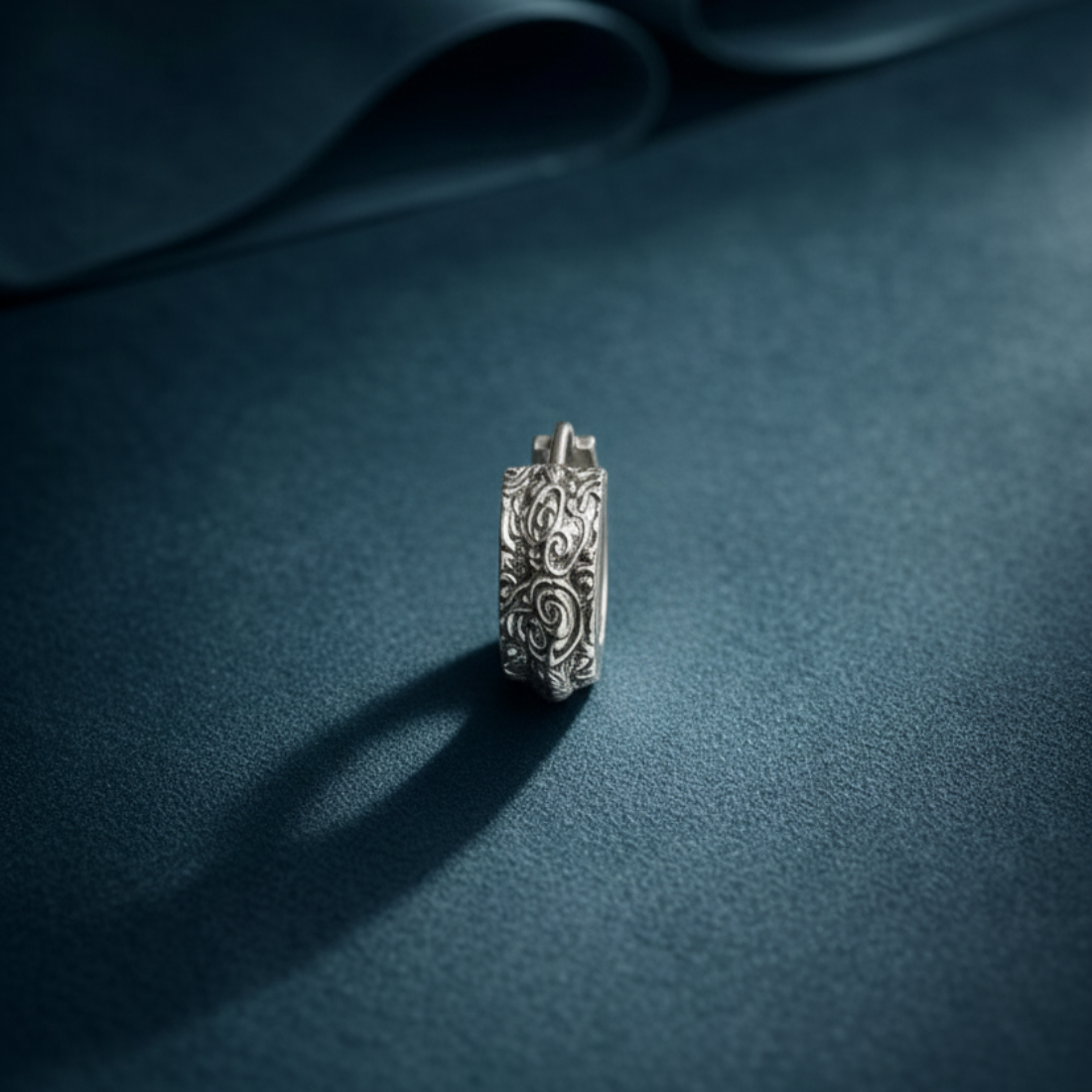 Victorian Scrollwork Sterling Silver Huggie Hoop Earrings