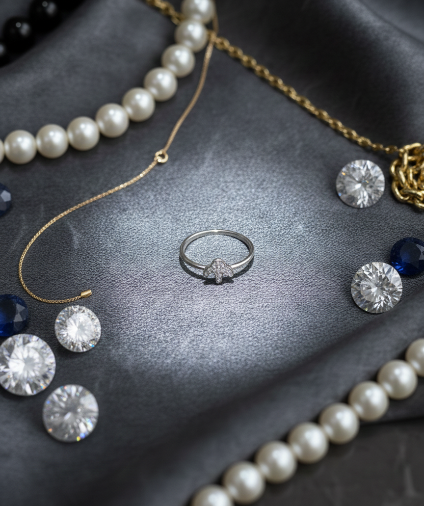 Dazzling Cubic Zirconia Cluster Ring in Sterling Silver.