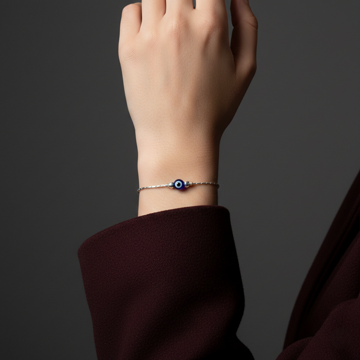 Ethereal Sterling Silver Evil Eye Charm Bracelet