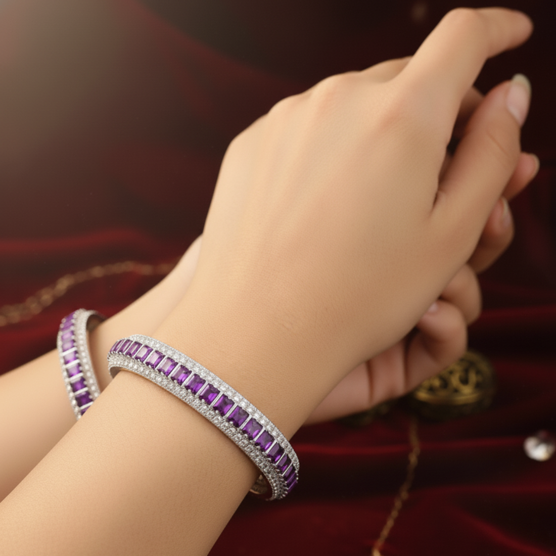 Silver Bangles with Stone