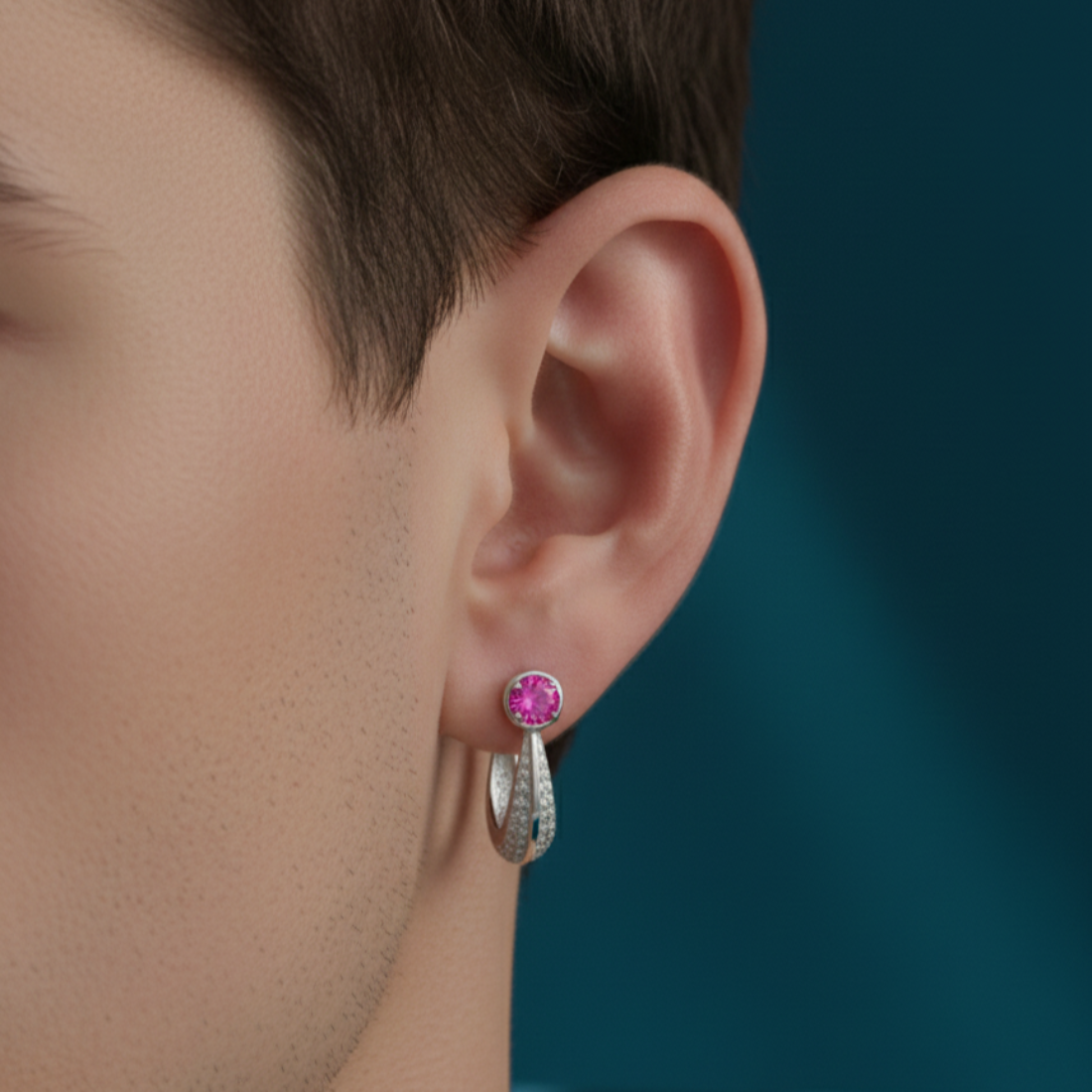 Dazzling Split Hoop Earrings Central Stone