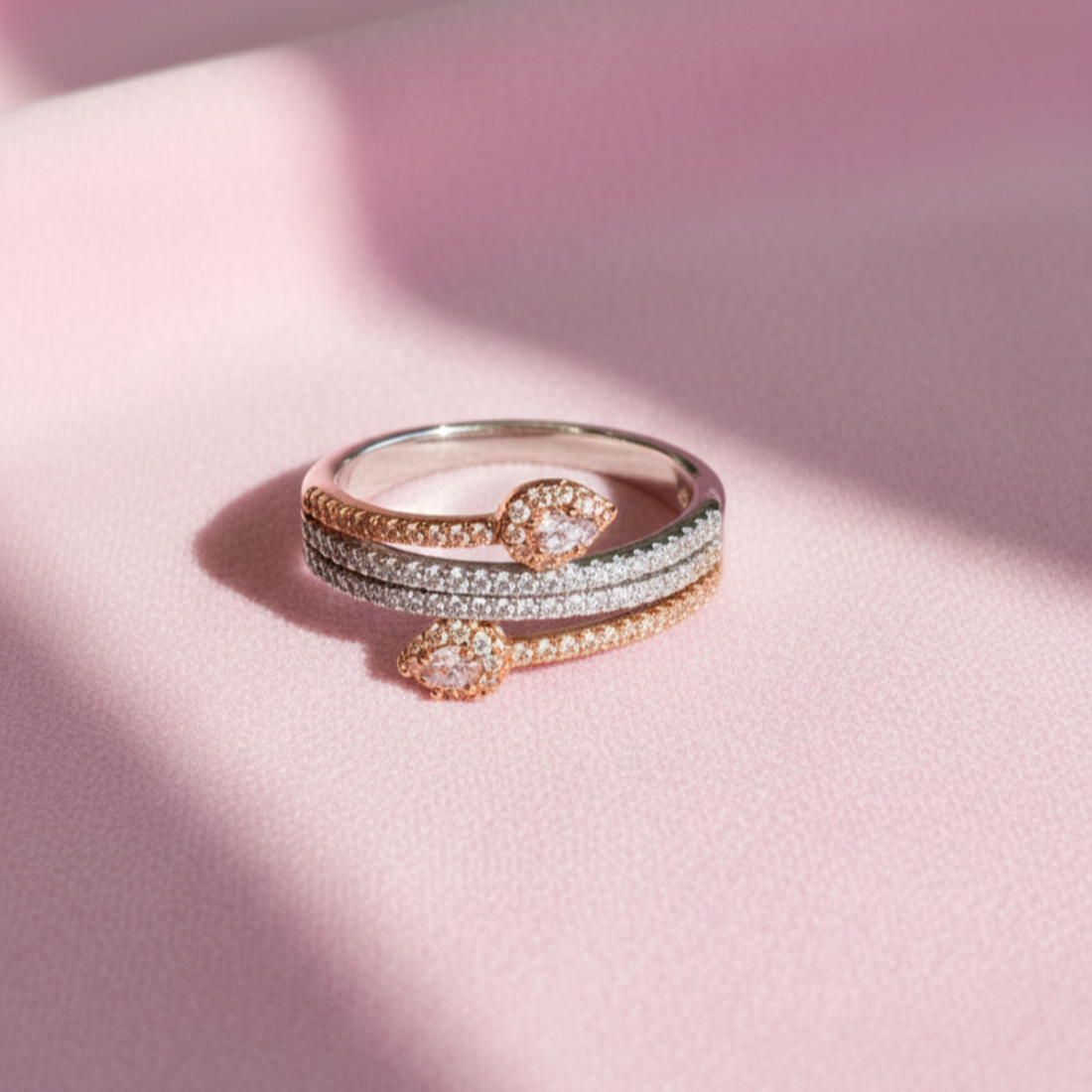 Elegant Two-Tone Wrap-Around Diamond Ring