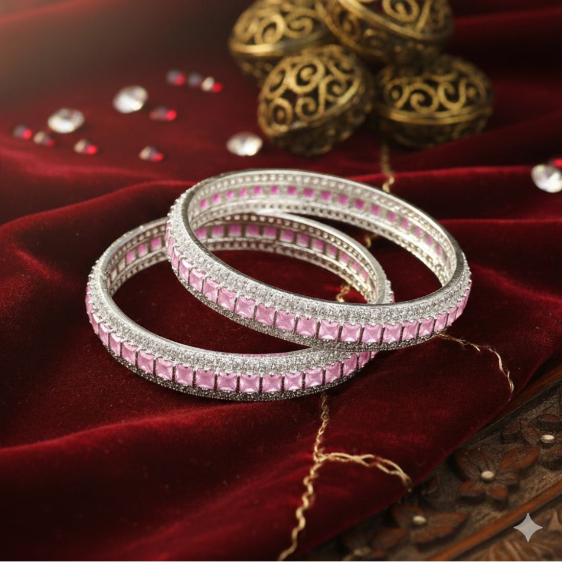 Silver Bangles with Stone