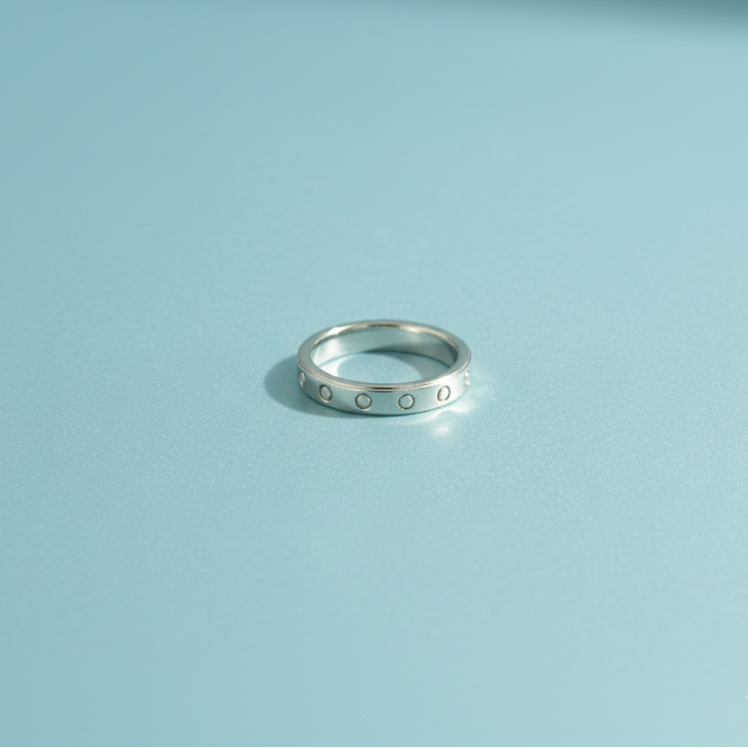 Elegant Silver Minimalist Stacking Ring with Brilliant Accents