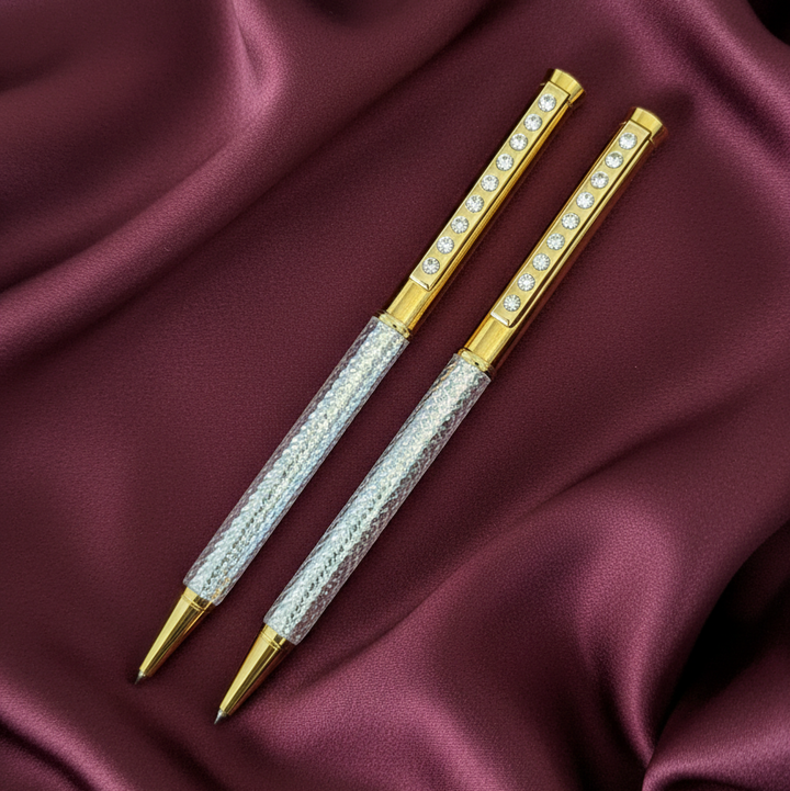 Elite Gold & Silver Diamond-Studded Luxury Ballpoint Pen