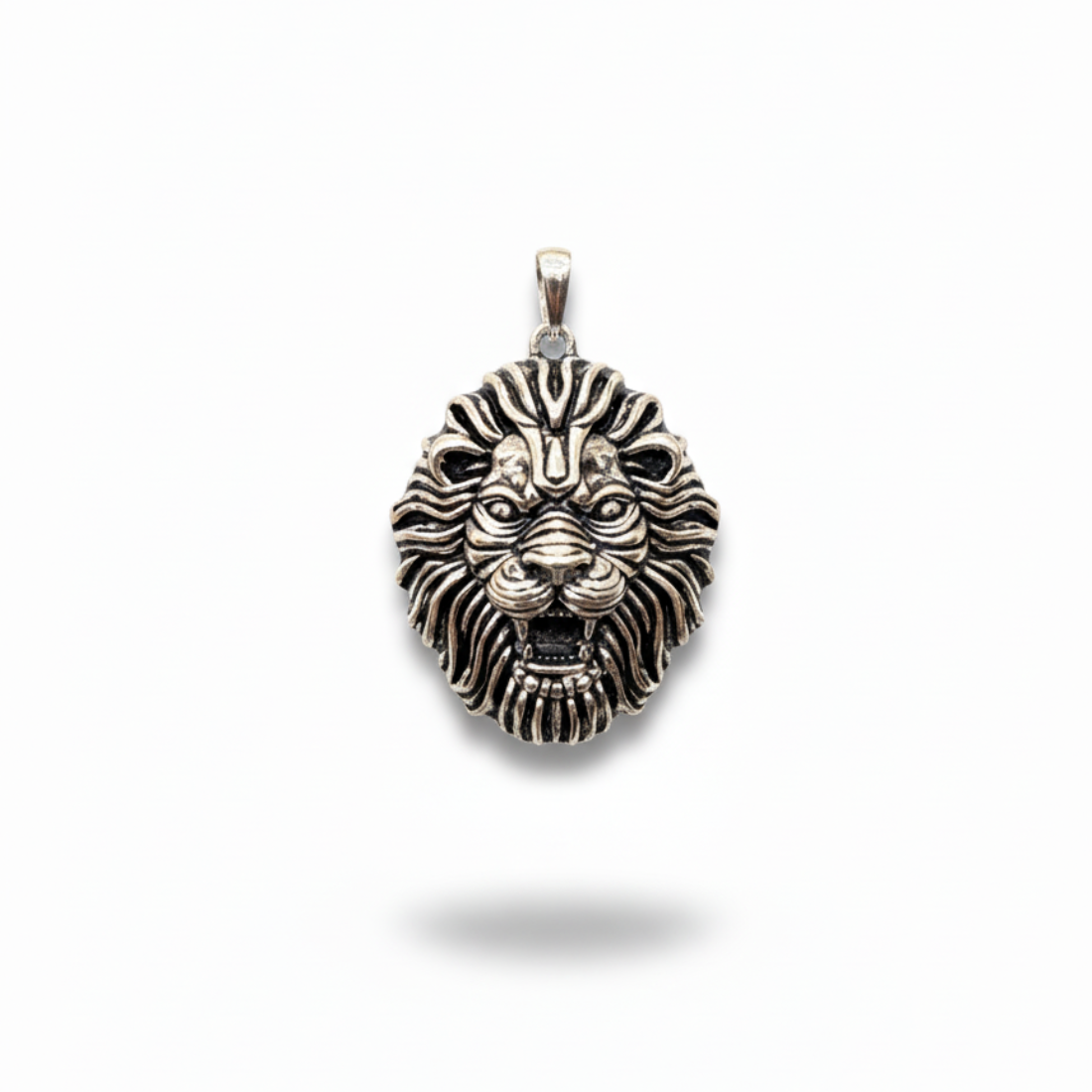 Intricate Sterling Silver Lion Head Pendant