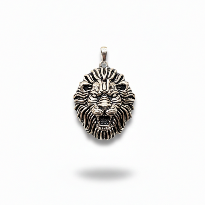 Intricate Sterling Silver Lion Head Pendant