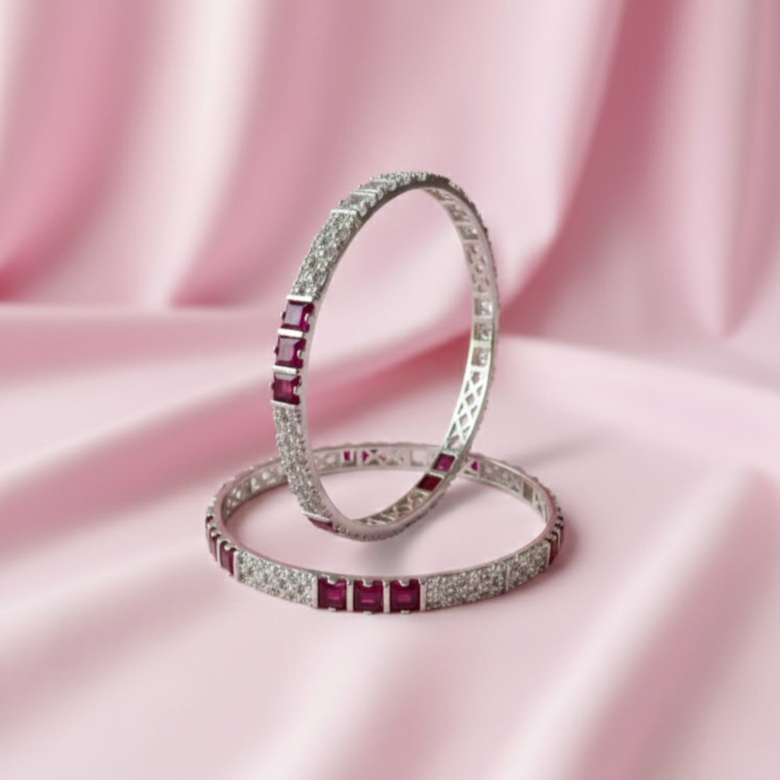 Contemporary Ruby & Zircon Bangle Bold Sparkle