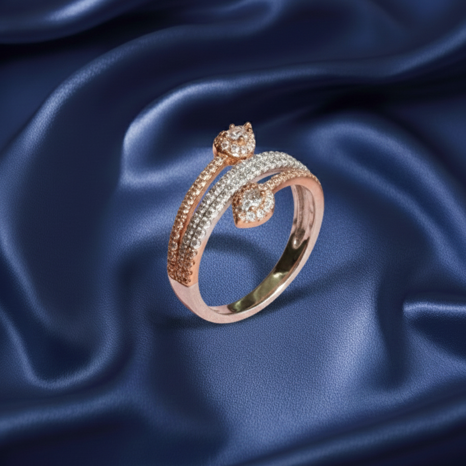 Elegant Two-Tone Wrap-Around Diamond Ring