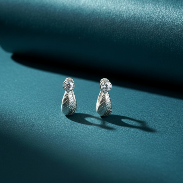 Textured Silver Braided Hoop Earrings - Balaji Jewellers