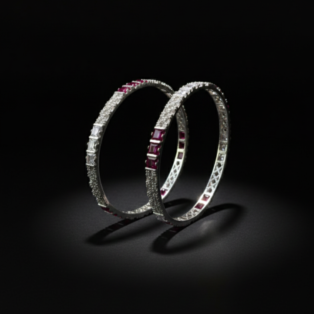 Contemporary Ruby & Zircon Bangle Bold Sparkle