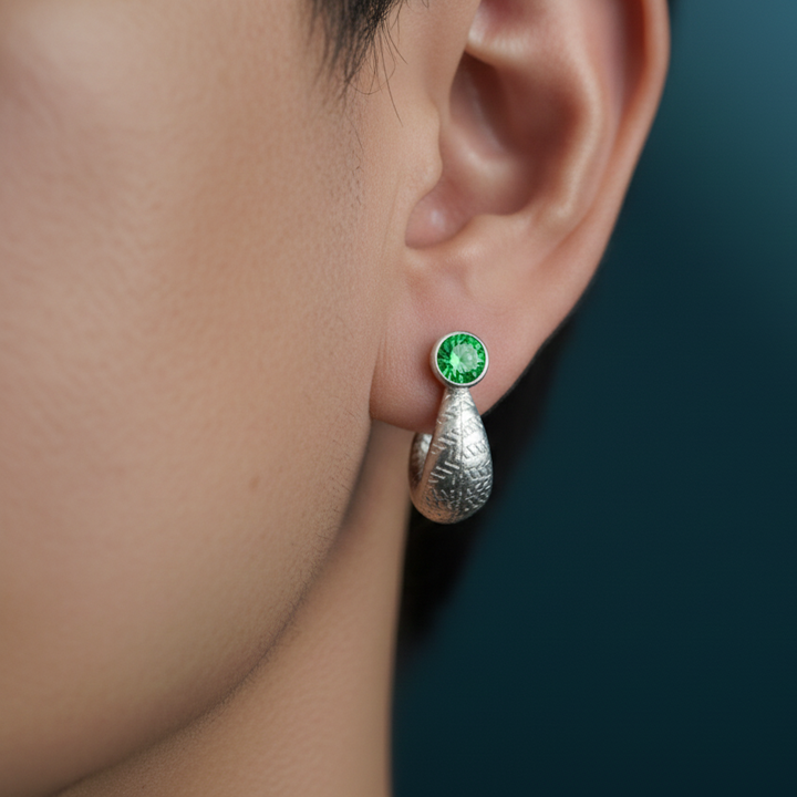 Textured Sterling Silver Braided Bali Hoop Earrings