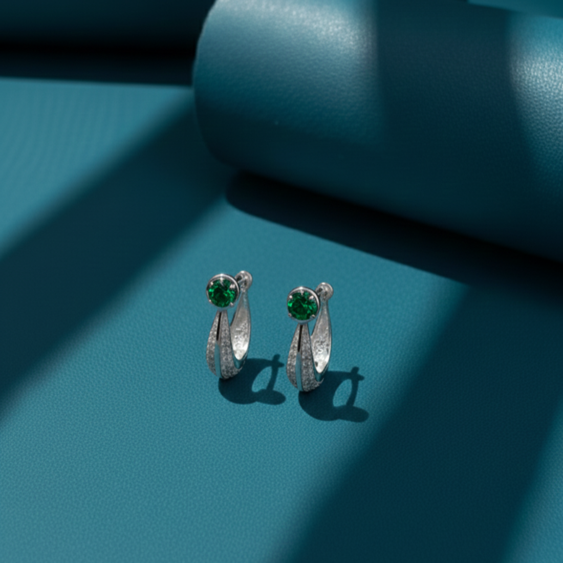 Dazzling Split Hoop Earrings Central Stone