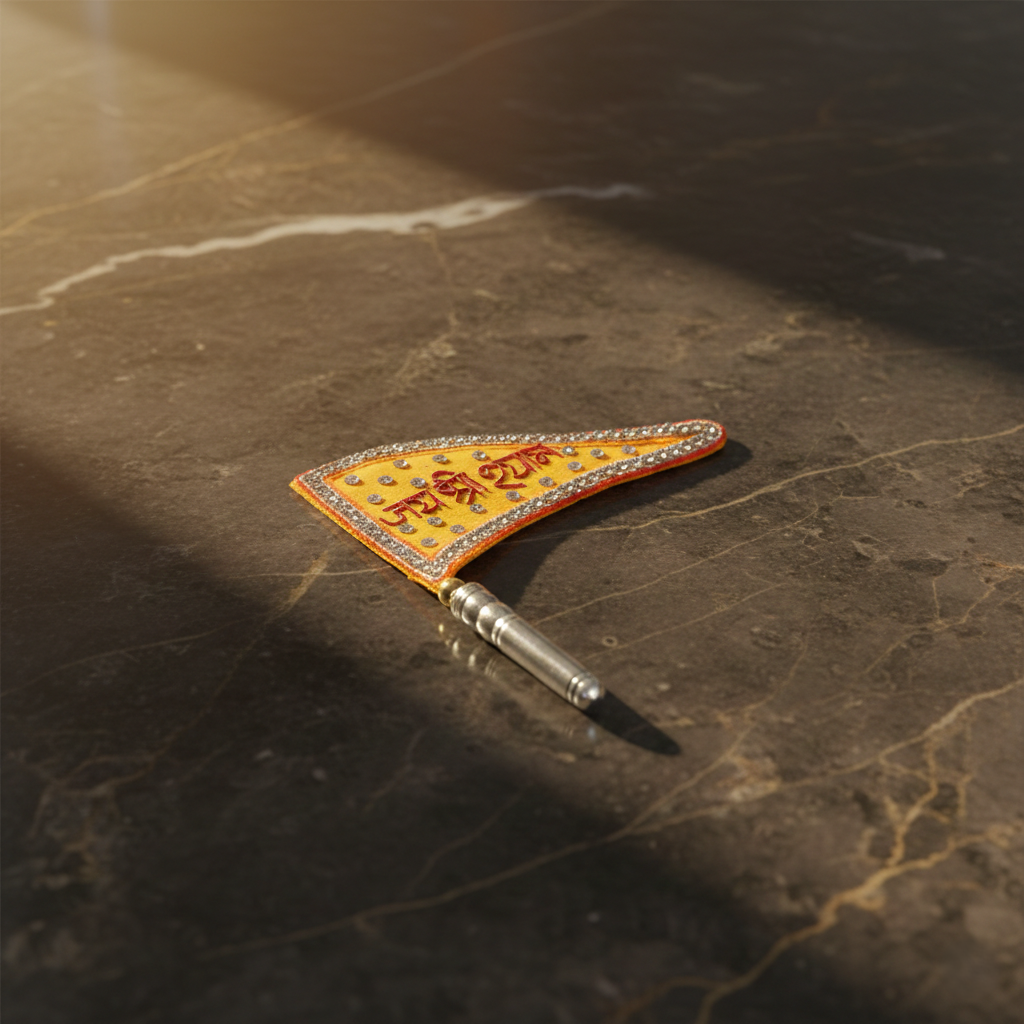 Premium Handcrafted Khatu Shyam Ji Devotional silver Flag