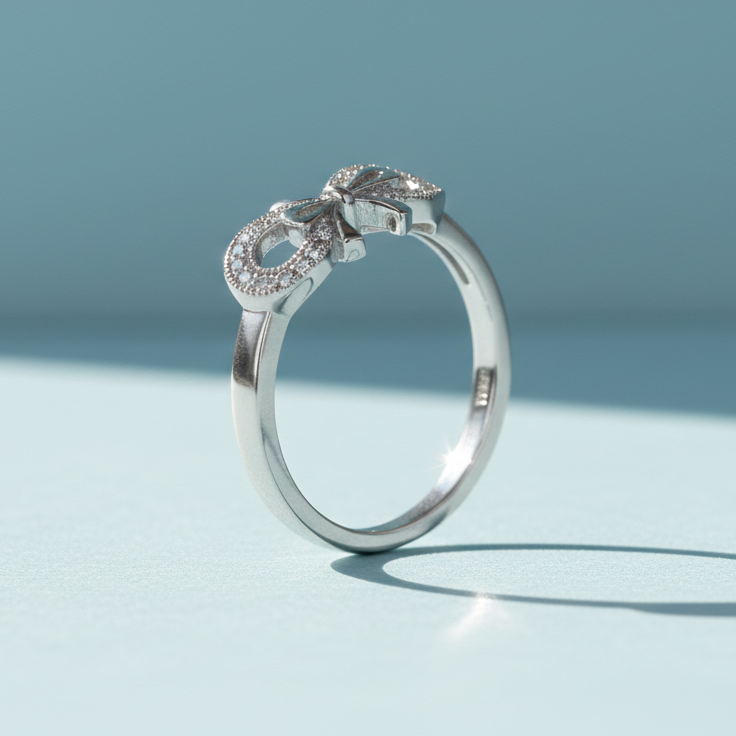 Elegant Silver Bow Knot Infinity Ring