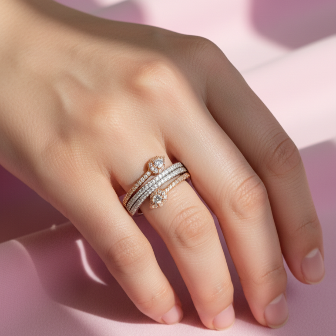 Elegant Two-Tone Wrap-Around Diamond Ring