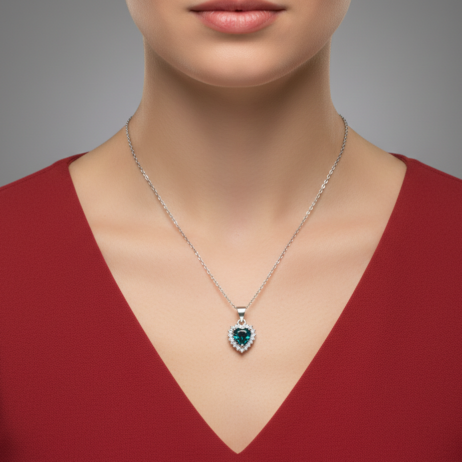 Sparkling Heart London Blue Topaz Sterling Silver Chain Pendent