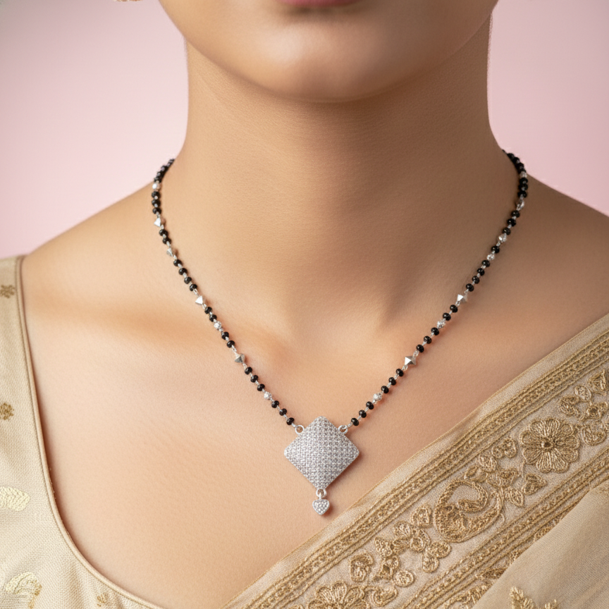 Elegant Rhombus Diamond Mangalsutra Necklace