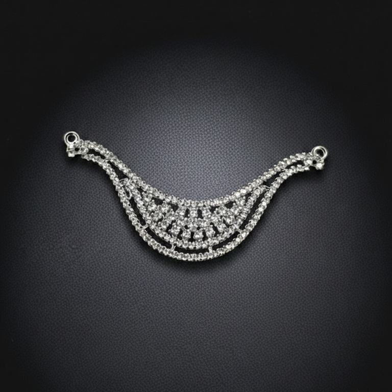 Sparkling Diamond Crescent Mangalsutra in Silver