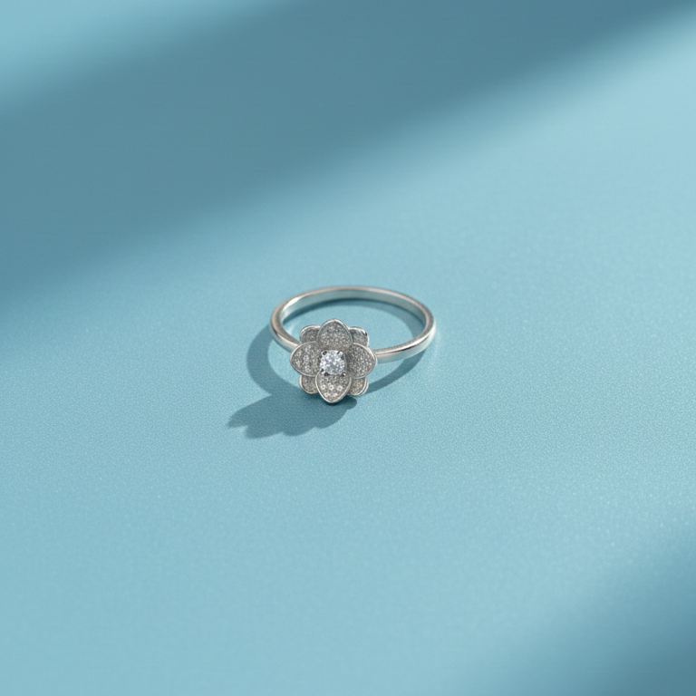 Silver Floral Bloom Minimalist Ring