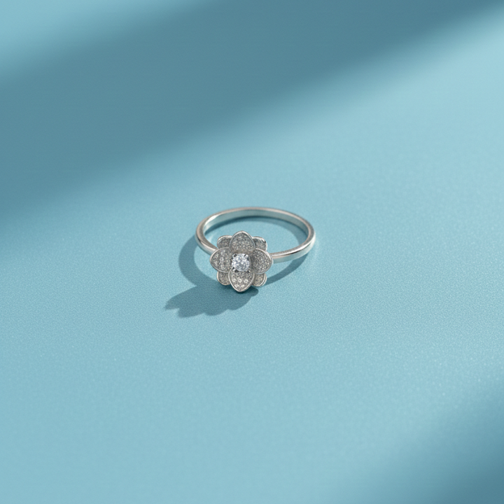 Silver Floral Bloom Minimalist Ring