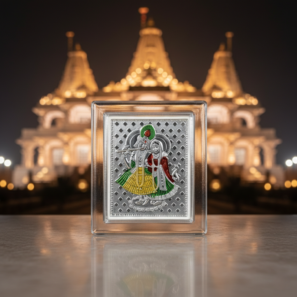 Elegant Radha Krishna Silver Frame