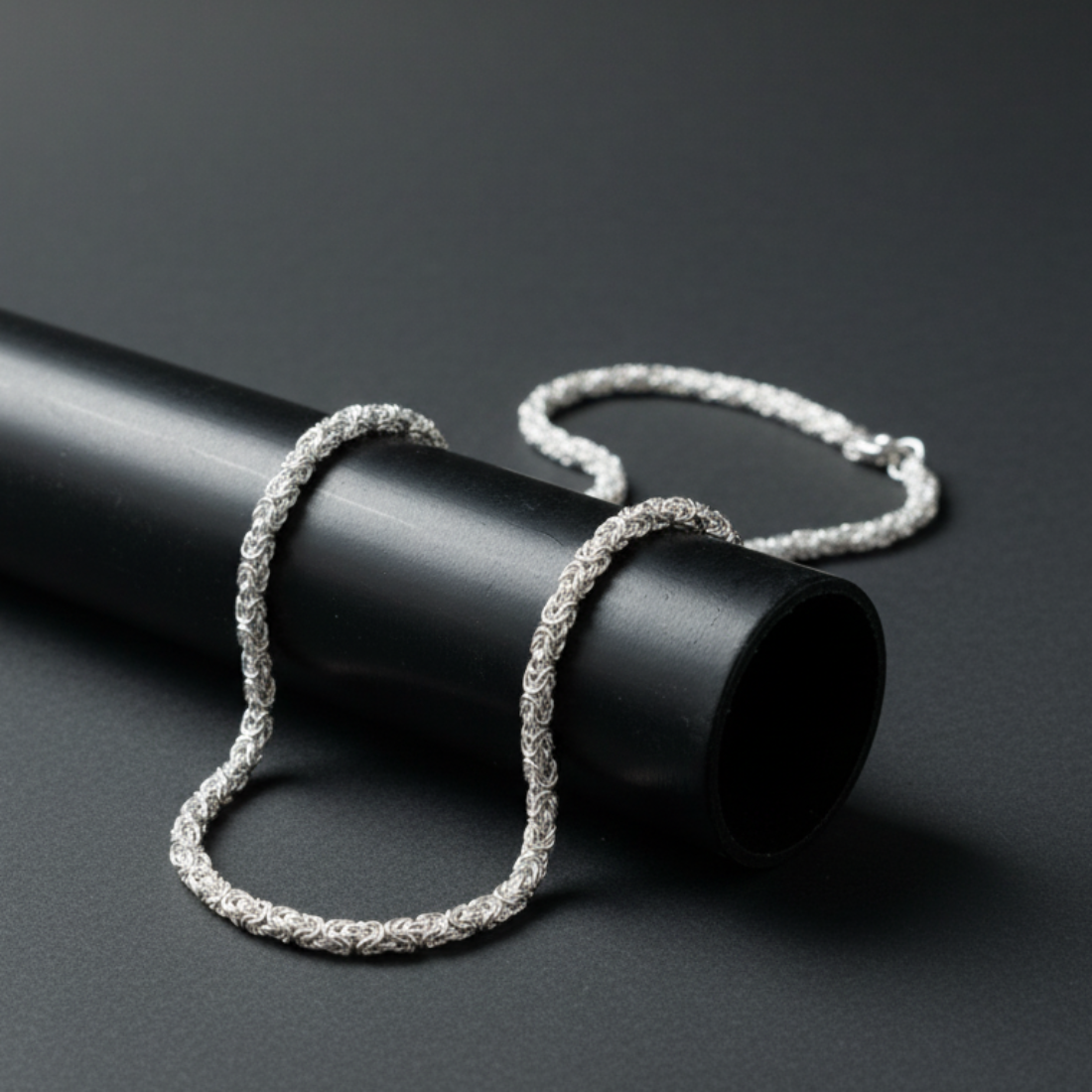 Silver Chain Unique Bud Twist Pattern For Boys