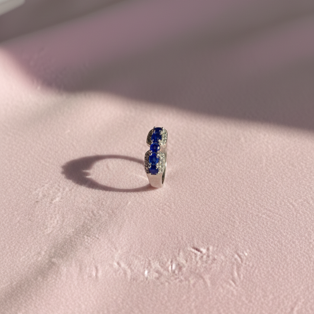 Sterling Silver Blue Sapphire Open Ring