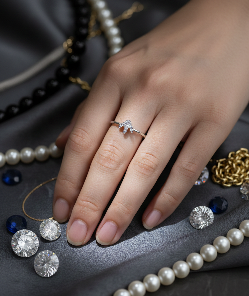 Dazzling Cubic Zirconia Cluster Ring in Sterling Silver.