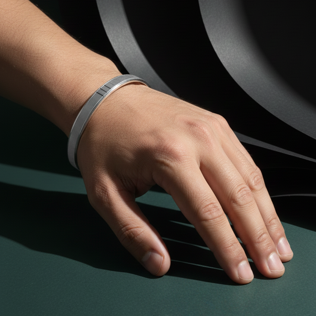 Modern Textured Sterling Silver Kada