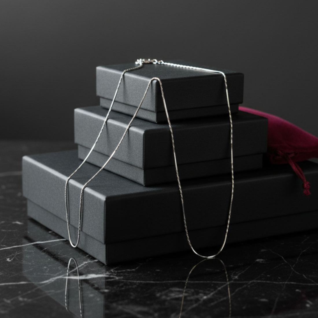 Silver Plain and Twist Chain for Boys