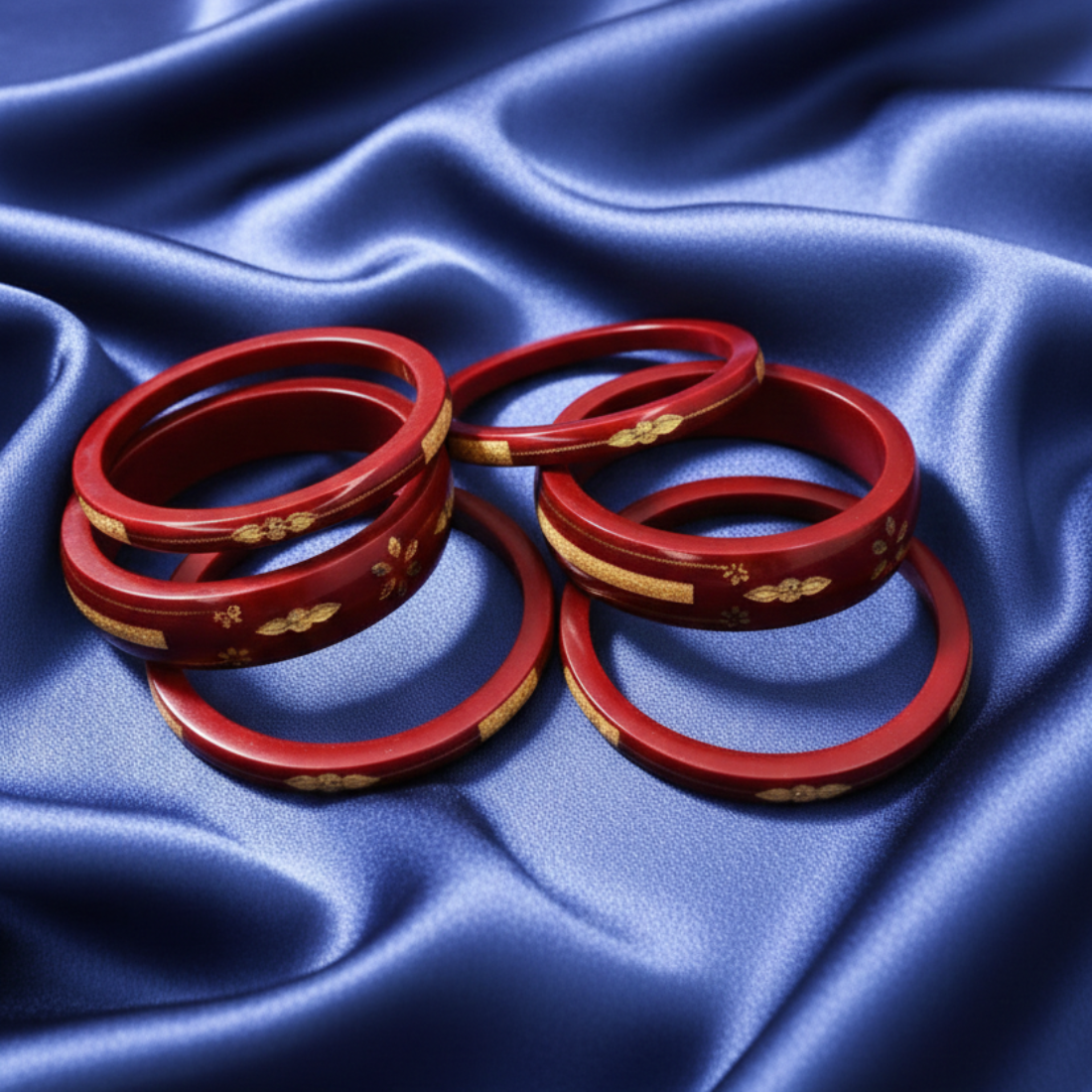 Elegant Maroon Gold Embellishments Bangle Set