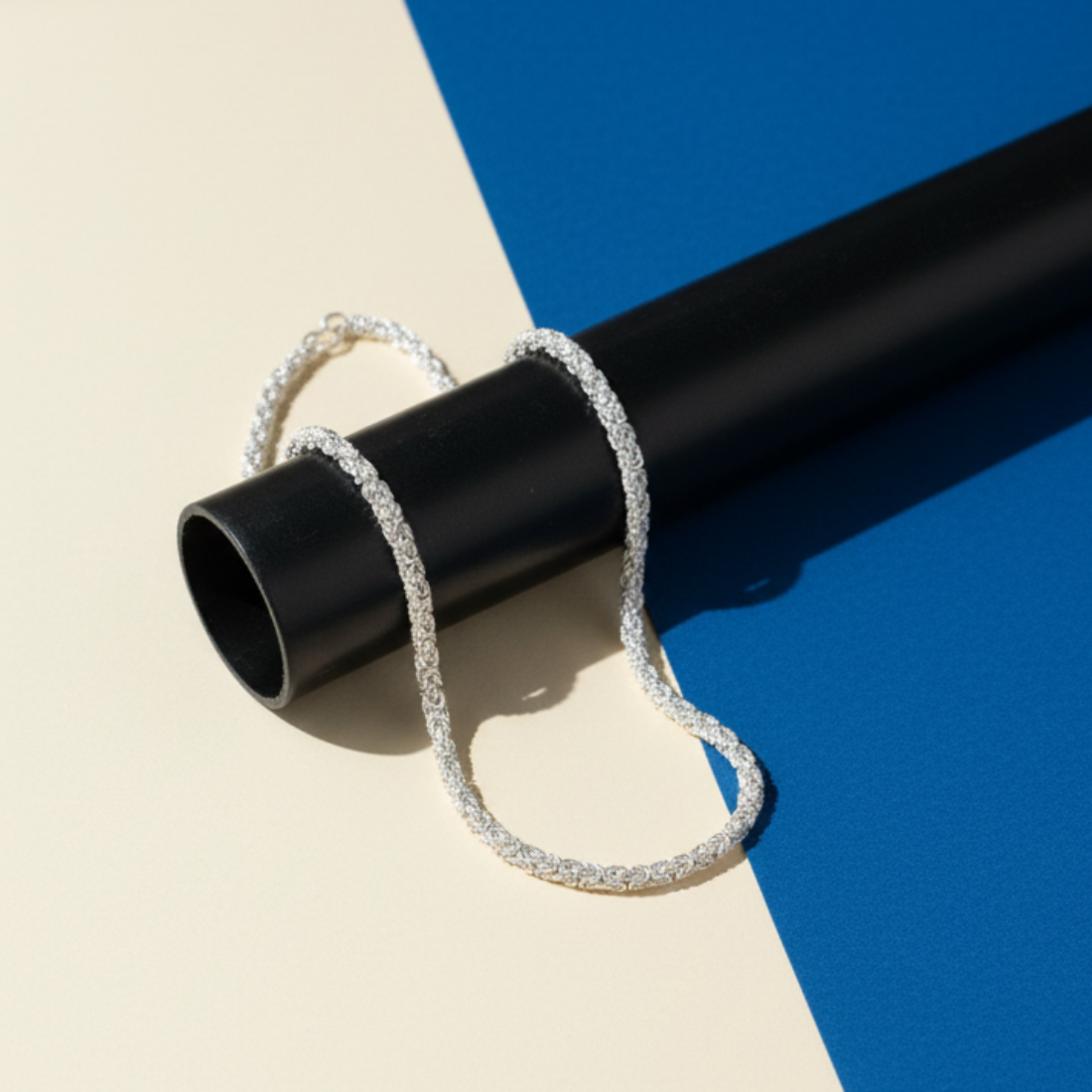 Silver Chain Unique Bud Twist Pattern For Boys