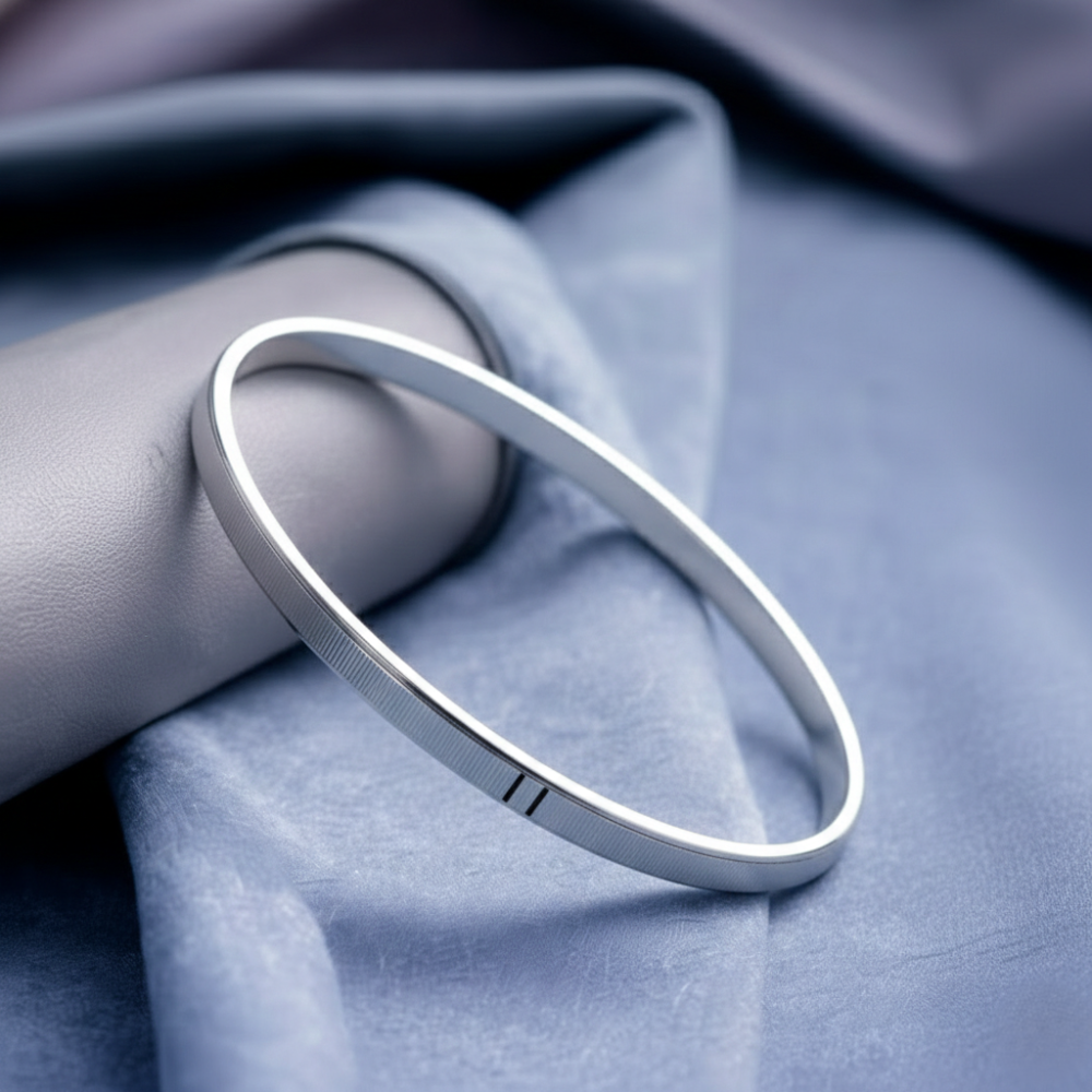 Modern Textured Sterling Silver Kada