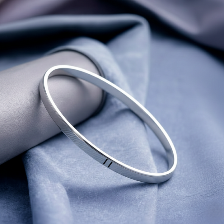 Modern Textured Sterling Silver Kada