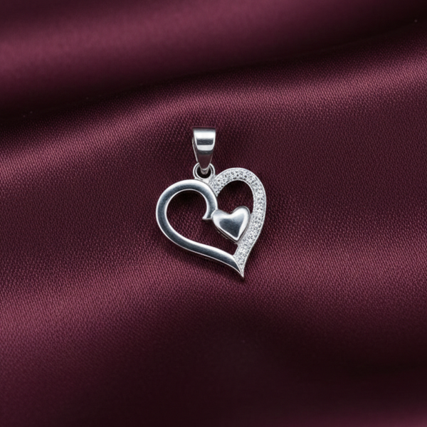 Eternal Love Sterling Silver Double Heart Chain Pendant