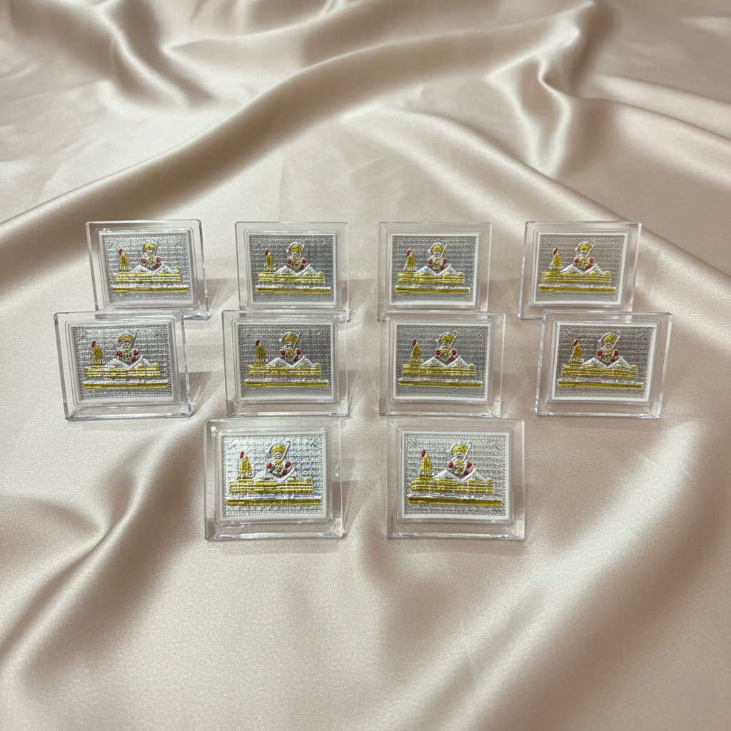 Ram Mandir Silver Frame with Lord Ram Idol