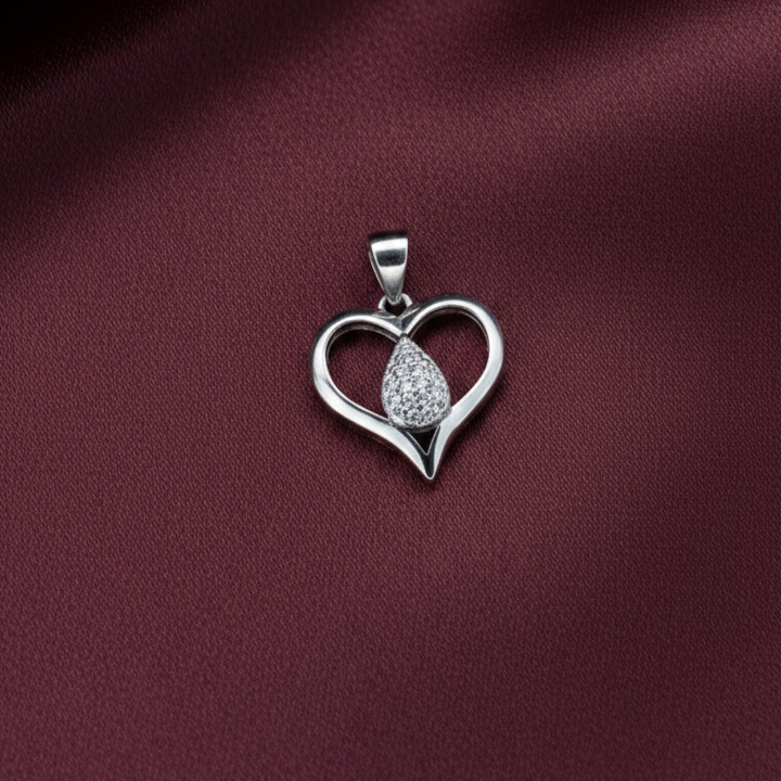 Eternal Heart Teardrop Chain Pendant Sterling Silver & Cubic Zirconia