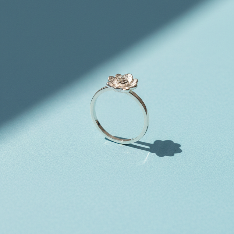 Silver Floral Bloom Minimalist Ring