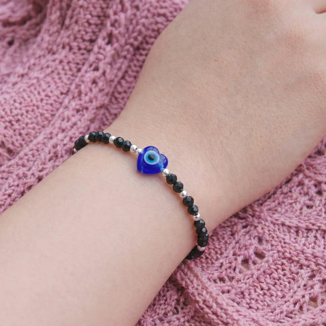 Cobalt Blue Evil Eye Beaded Bracelet