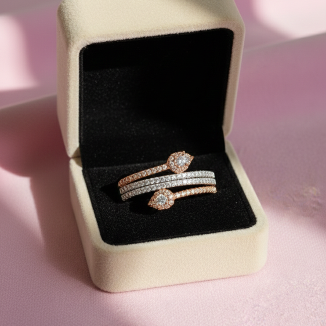 Elegant Two-Tone Wrap-Around Diamond Ring