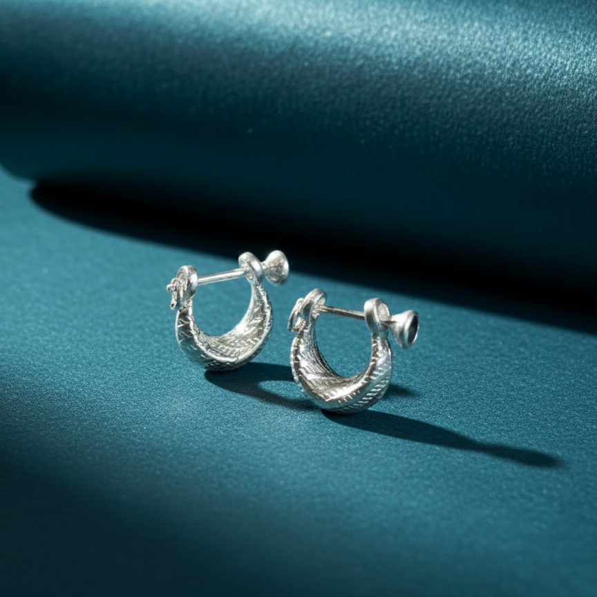 Textured Sterling Silver Braided Bali Hoop Earrings