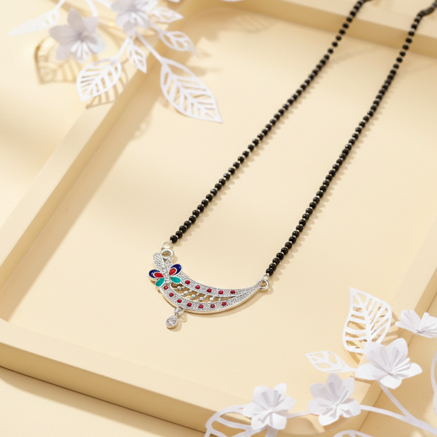Silver Mangalsutra with Butterfly Accent - Balaji Jewellers
