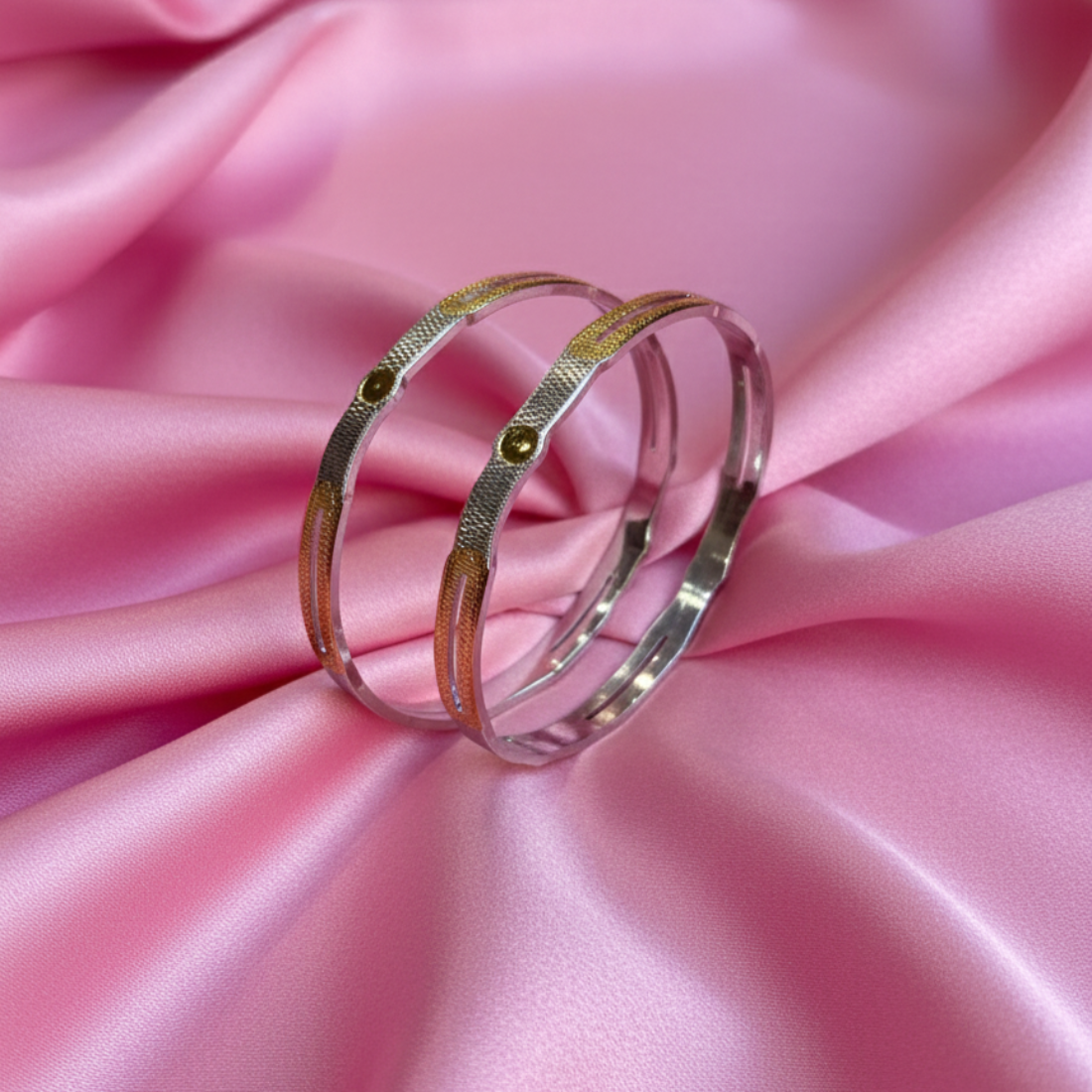 Elegant Silver and Dual-Tone Bangles
