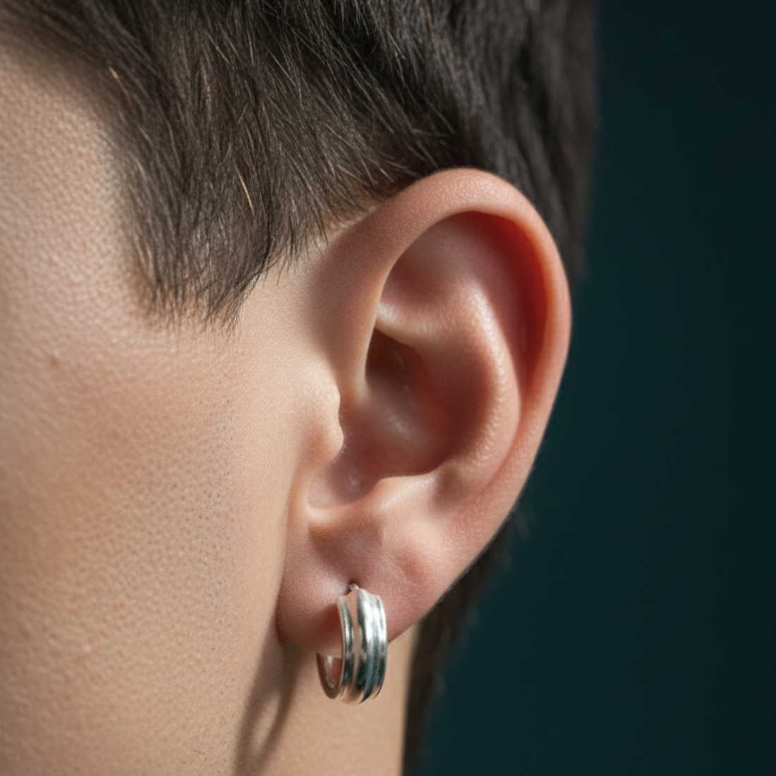 Sleek Silver Huggie Hoop Earrings