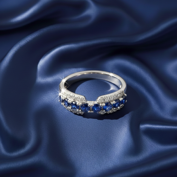 Sterling Silver Blue Sapphire Open Ring