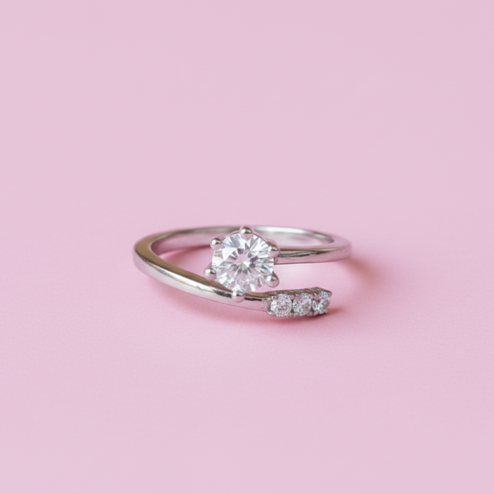 Modern Bypass Ring With Round Center Stone