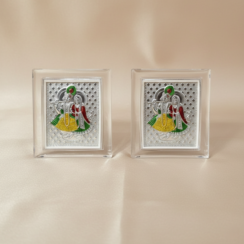 Elegant Radha Krishna Silver Frame