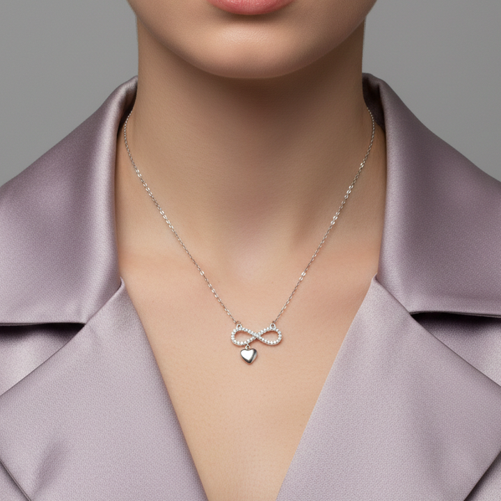 Timeless Infinity & Heart Sterling Silver Pendant Necklace
